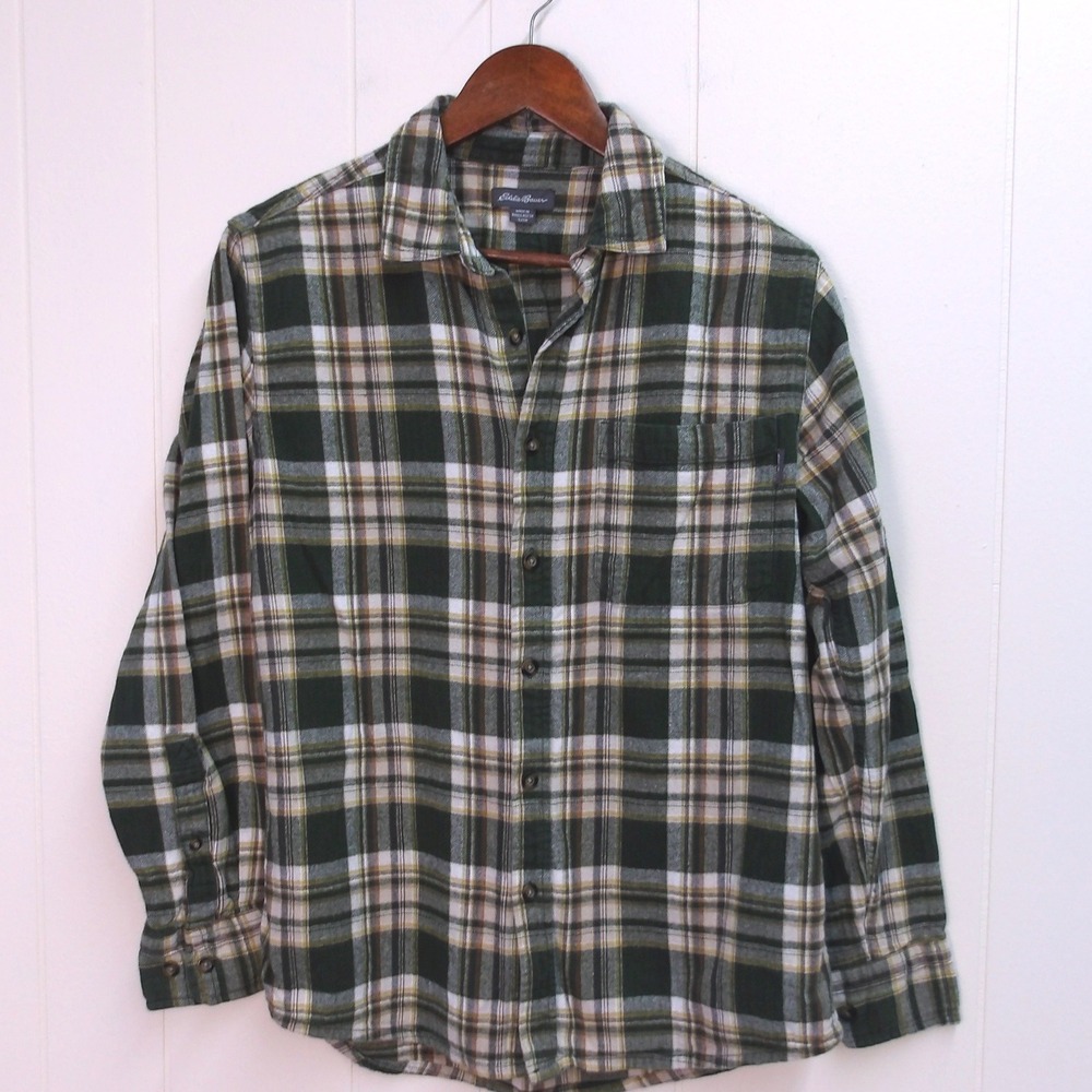 Eddie Bauer Mens Flannel Shirt Button Up Long Sleeve Plaid Casual Small / #1046